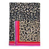 Leopard print with colouful border cashmere blend
